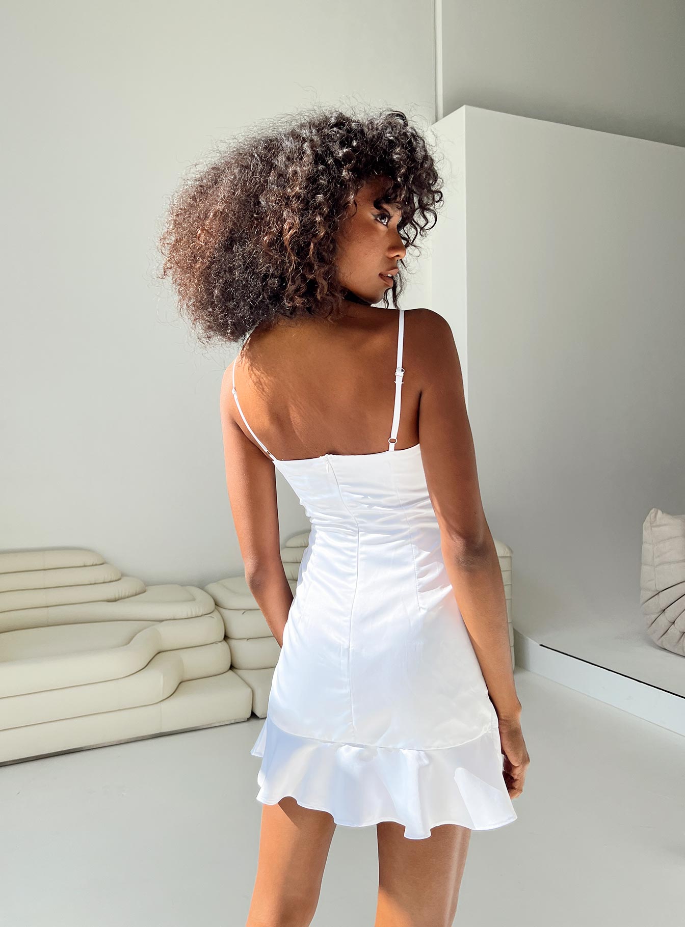White Satin Mini Dress